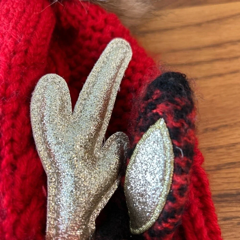 ❤️5 For $20❤️ Justice Red Reindeer Antlers Holiday Beanie Pom Pom Size Youth